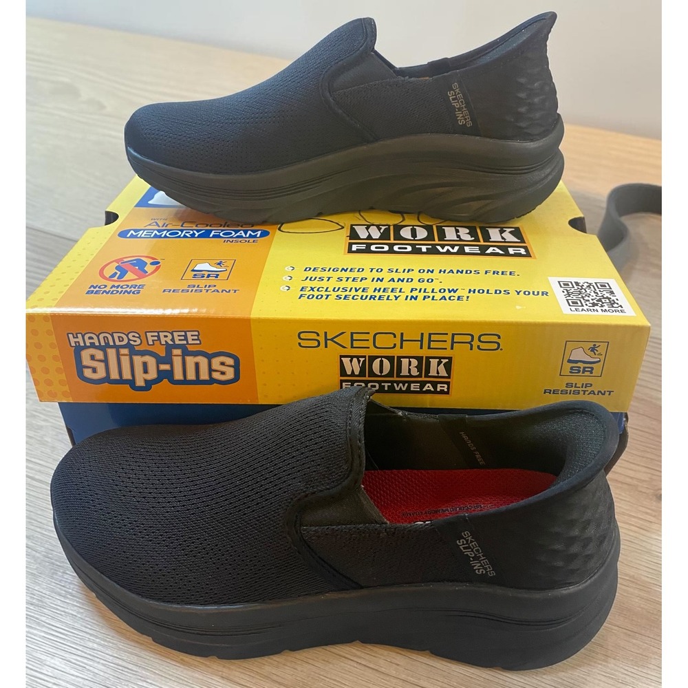 Skechers Work Slip-ins Hands Free Slip Resistant Black Sneakers Women 6.5 NIB
